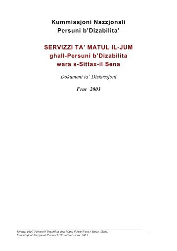 Kummissjoni Nazzjonali Persuni b'Dizabilita' SERVIZZI TA' MATUL ...