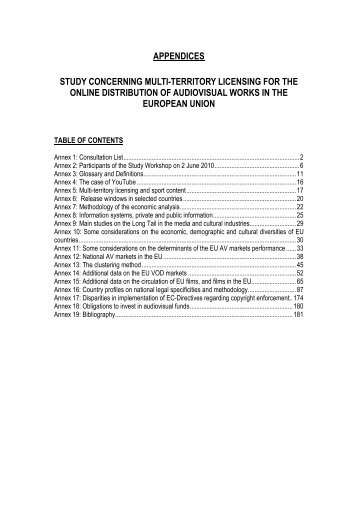 appendices study concerning multi-territory licensing for the online ...