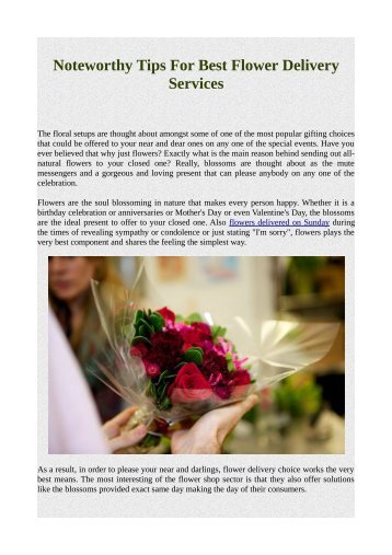 Noteworthy Tips For Best Flower Delivery Services