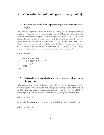 1 Centralne twierdzenia graniczne symulacje