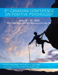 3 CANADIAN CONFERENCE ON POSITIVE PSYCHOLOGY