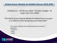 Strategic Analysis on Global Sensor Module Market for Mobile Devices Forecast to 2020