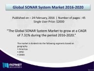 Strategic Analysis on Global SONAR System Market Forecast to 2020