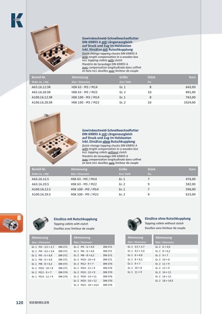 KEMMLER Pricelist 2016