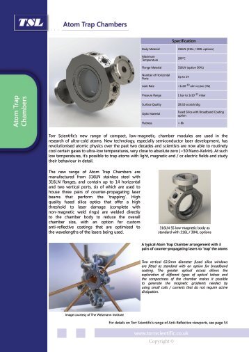 Atom Trap Chambers - Catalogue Pages