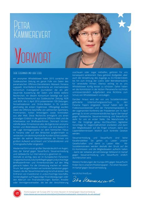 Infobrief der Europaabgeordneten Petra Kammerevert - Ausgabe: April 2016 Nr.4