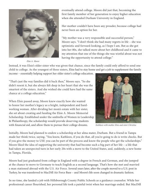 A Legacy of Love: Dr. Kathleen Moore Honors Her Mother With the USF WLP Elsie A. Moore Scholarship