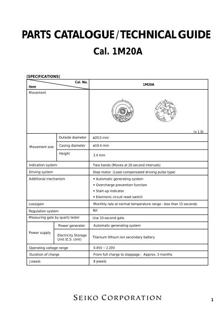 PARTS CATALOGUE /TECHNICAL GUIDE - Seiko