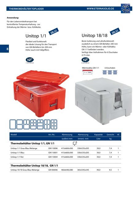 ETERNASOLID® - Thermobehälter und EPP-Boxen