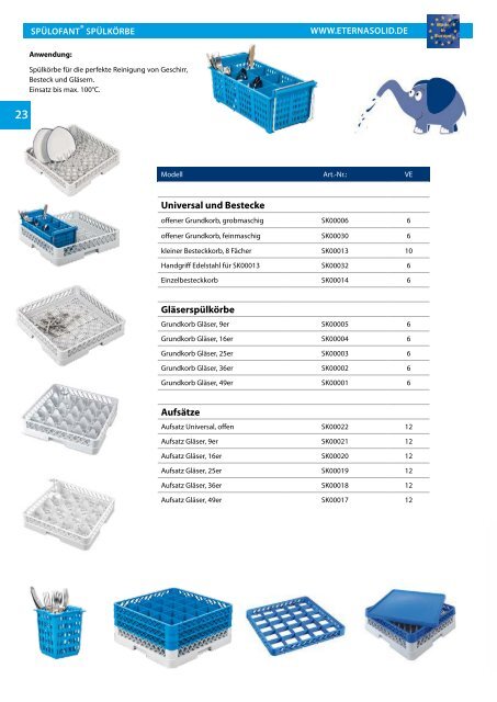 ETERNASOLID® - Tabletts und Spülkörbe