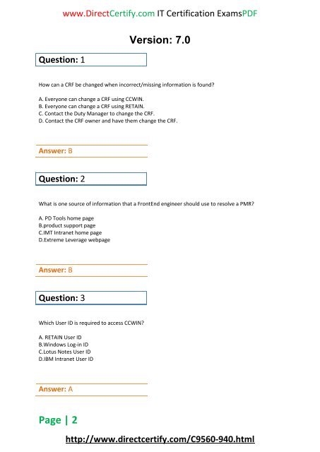 DirectCertify C9560-940 Actual PDF Questions Kit