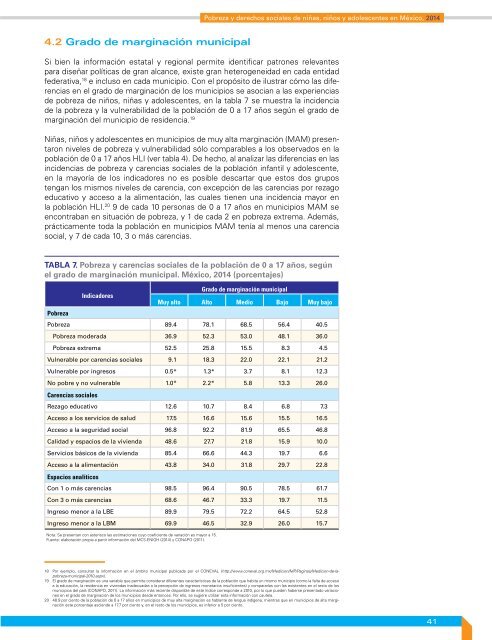 Pobreza y derechos sociales de niñas niños y adolescentes en México 2014