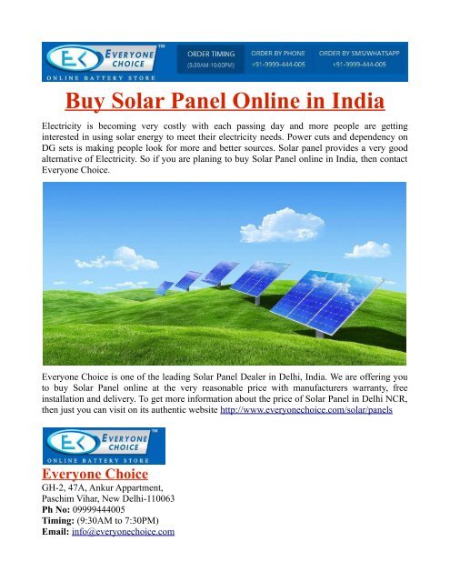 Buy Solar Panel Online In India