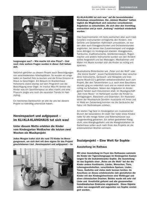 Gemeindeblatt Nr.25 vom 23.juni 2006