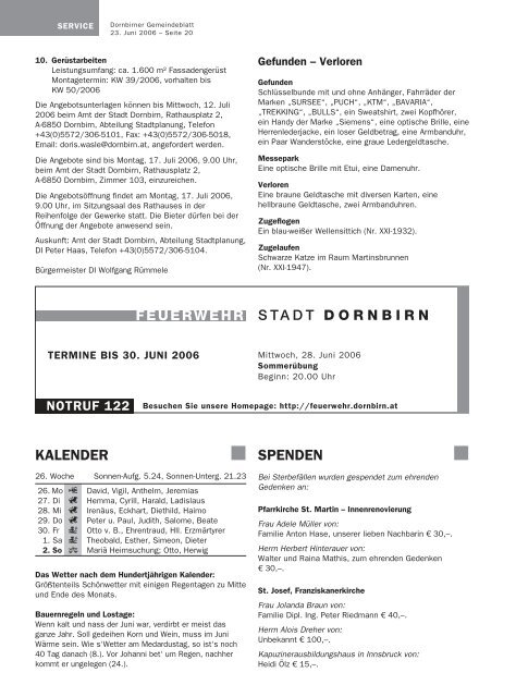 Gemeindeblatt Nr.25 vom 23.juni 2006