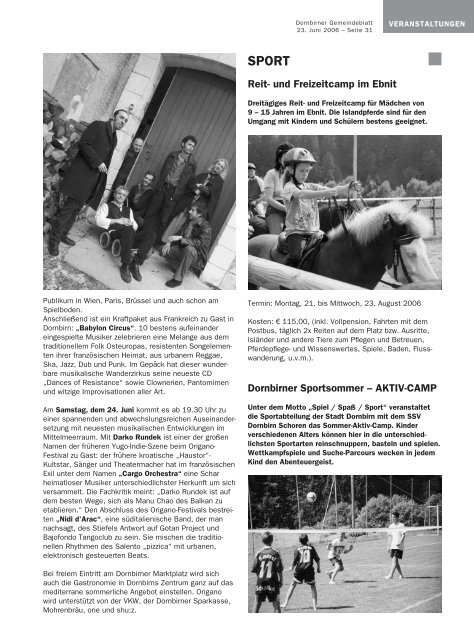 Gemeindeblatt Nr.25 vom 23.juni 2006