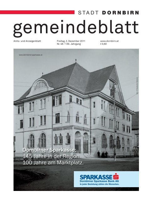 Dornbirner Sparkasse: 145 Jahre in der Region. 100 Jahre am ...