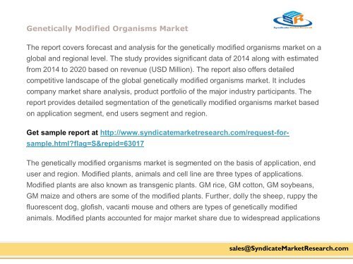 Genetically Modified Organisms Market