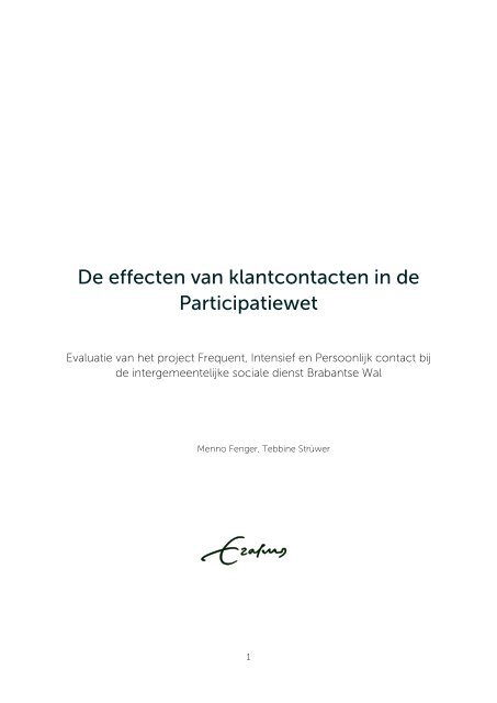 De effecten van klantcontacten in de Participatiewet