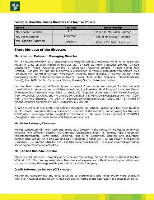 KYCR Coil Industries Ltd. - Dhaka Stock Exchange