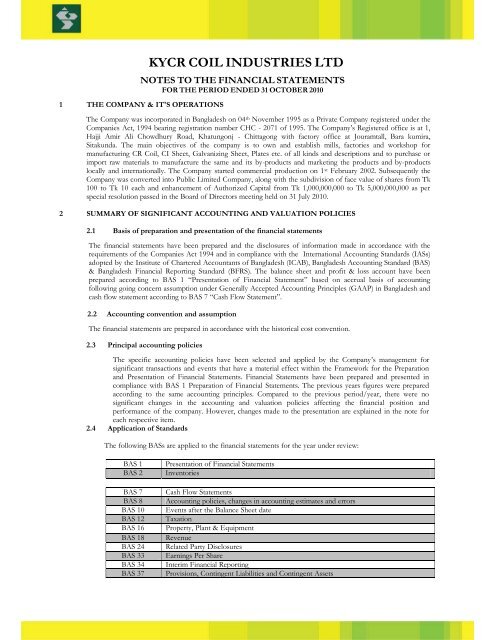 KYCR Coil Industries Ltd. - Dhaka Stock Exchange