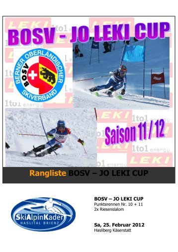 Rangliste BOSV – JO LEKI CUP - Ski Pro Racing Gstaad