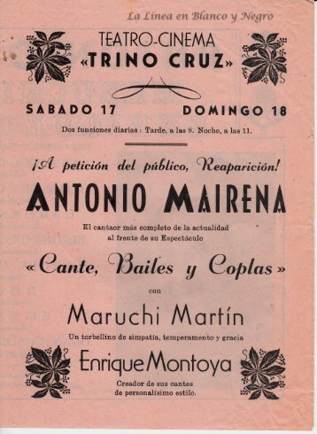 Reaparicion de Antonio Mairena - Cante Bailes y Coplas