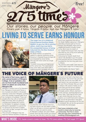 Mangere's 275 Times May 2016