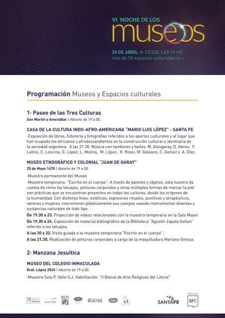 Programación Museos y Espacios culturales