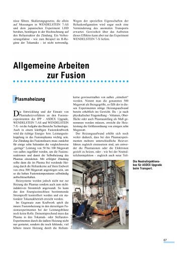 Allgemeine Arbeiten zur Fusion Plasmaheizung - Max-Planck ...