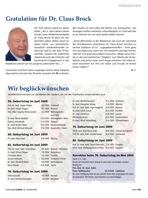 Ärzteblatt Mai 2009 - Ärztekammer Mecklenburg-Vorpommern