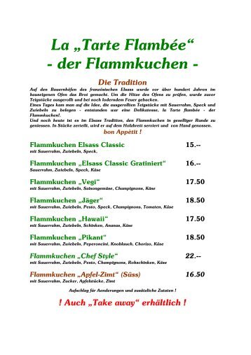 La „Tarte Flambée“ - der Flammkuchen -