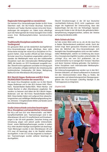 Badische Leichtathletik - HEFT 1/2016