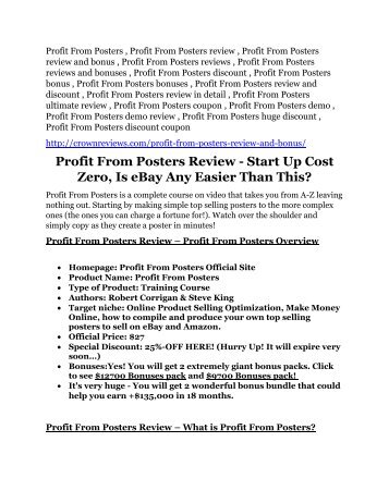 Profit From Posters review - Profit From Posters (MEGA) $23,800 bonuses