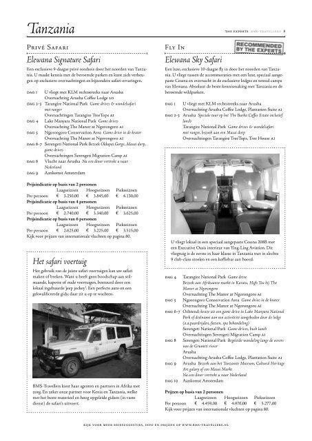 Reissuggesties 2011 - BMS-Travellers