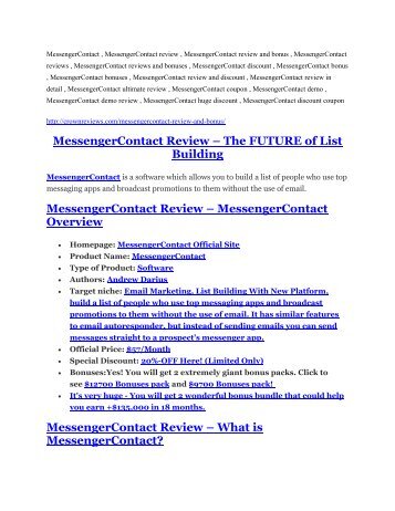MessengerContact Detail Review and MessengerContact $22,700 Bonus