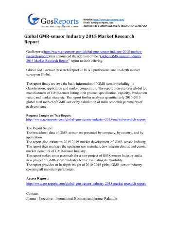 Global GMR-sensor Industry 2015 Market Research Report
