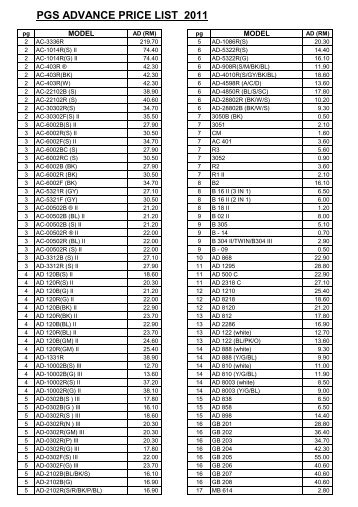 KAMB-PGS-Adance new price listing - 2011