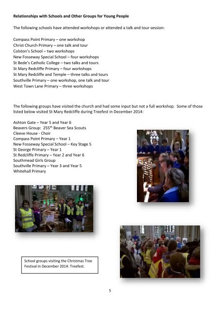 St Mary Redcliffe Church Education Progress Report