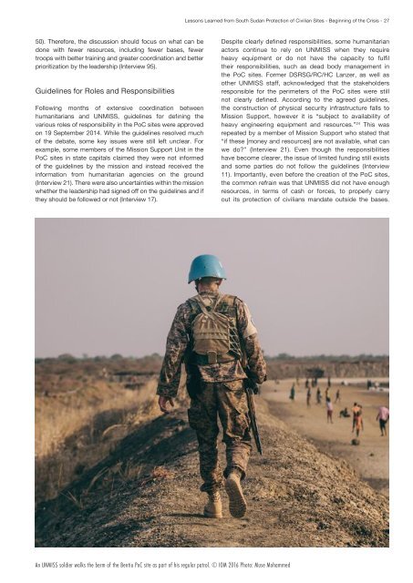 Lessons Learned from South Sudan Protection of Civilian Sites 2013–2016