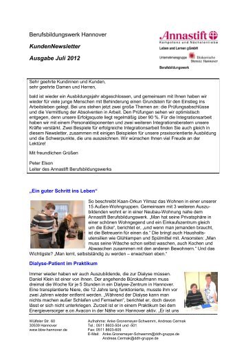 2012-06-25 KundenNewsletter - Berufsbildungswerk