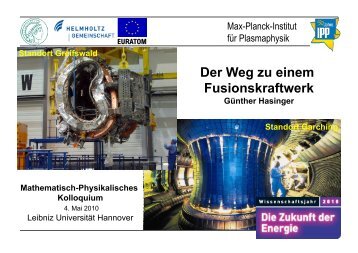 Der Weg zu einem Fusionskraftwerk - Max-Planck-Institut für ...