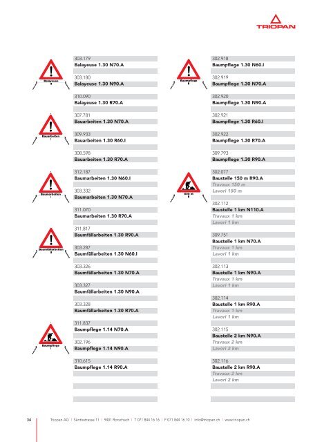 Faltsignal Zubehör Signaux pliants accessoires - Triopan AG