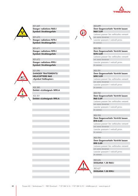 Faltsignal Zubehör Signaux pliants accessoires - Triopan AG