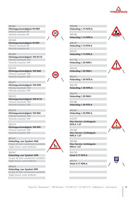 Faltsignal Zubehör Signaux pliants accessoires - Triopan AG