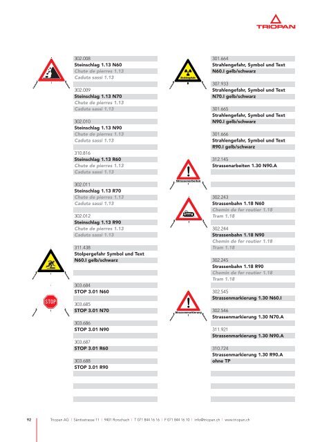 Faltsignal Zubehör Signaux pliants accessoires - Triopan AG