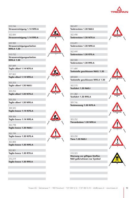 Faltsignal Zubehör Signaux pliants accessoires - Triopan AG