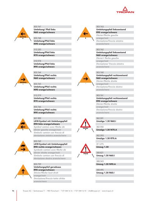 Faltsignal Zubehör Signaux pliants accessoires - Triopan AG