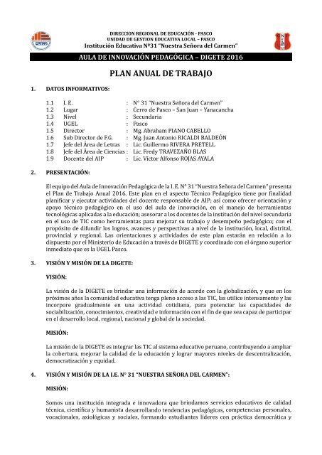 Plan Anual De Trabajo Del Director De Secundaria Para Trabajadores