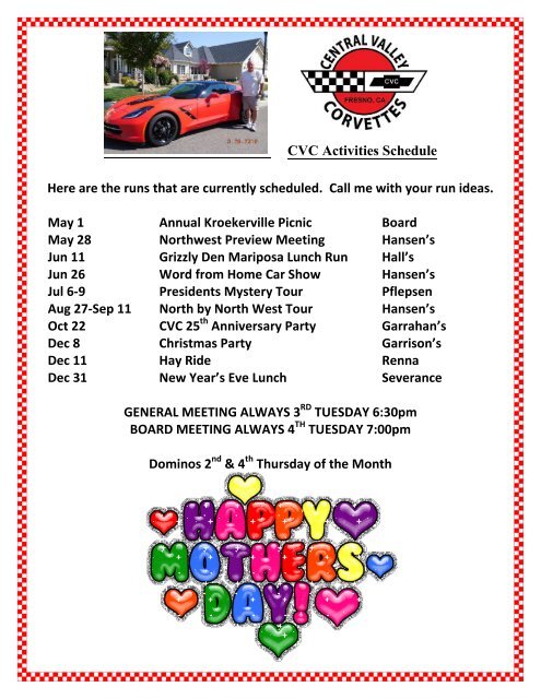 Central Valley Corvettes - May 2016